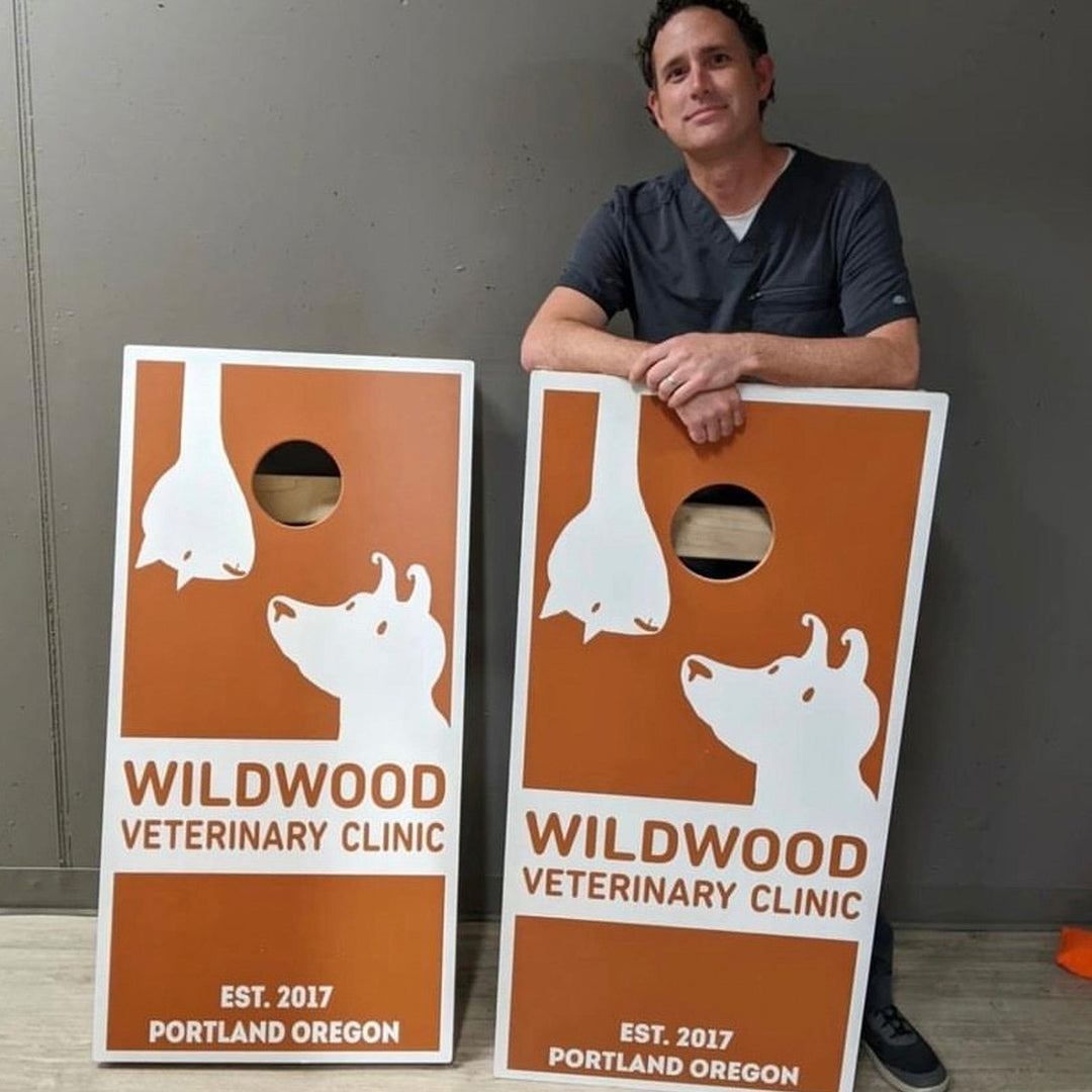 Slick Woody's Cornhole Co. Cornhole Board Custom All Weather Tournament Size Cornhole Boards (includes 8 bags)