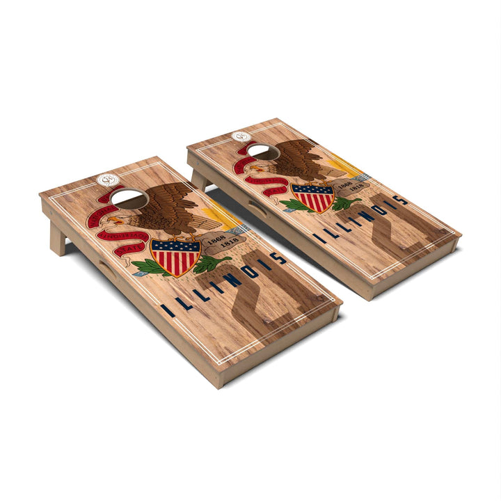 Slick Woody's Cornhole Co. Cornhole Board State Flag 2.0 Illinois Cornhole Boards - Professional Signature