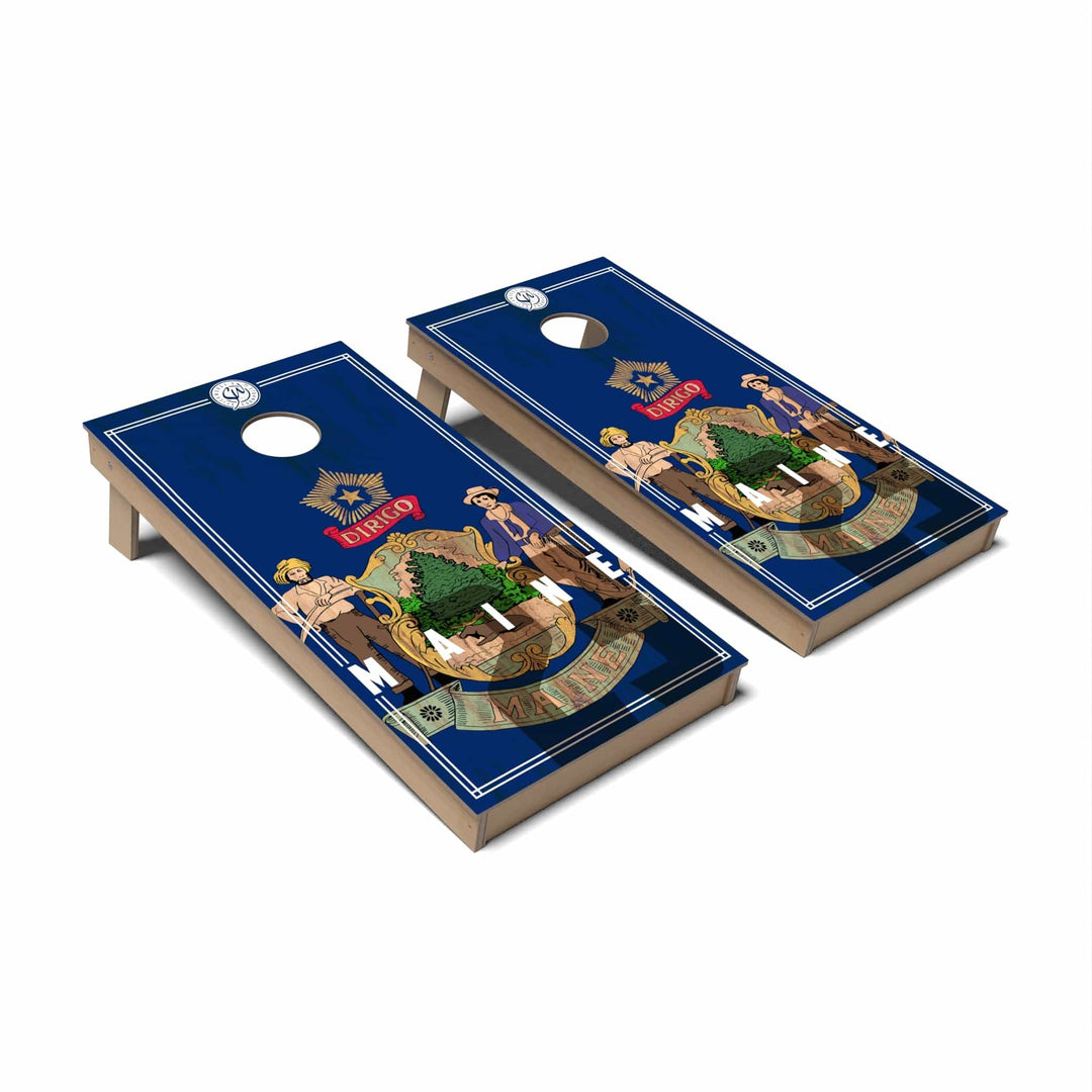 Slick Woody's Cornhole Co. Cornhole Board State Flag 2.0 Maine Cornhole Boards - Backyard