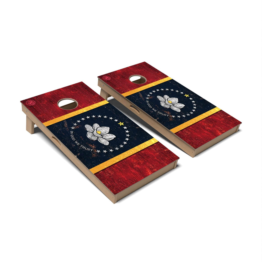 Slick Woody's Cornhole Co. Cornhole Board State Flag Full Color Mississippi Cornhole Boards - Professional Signature