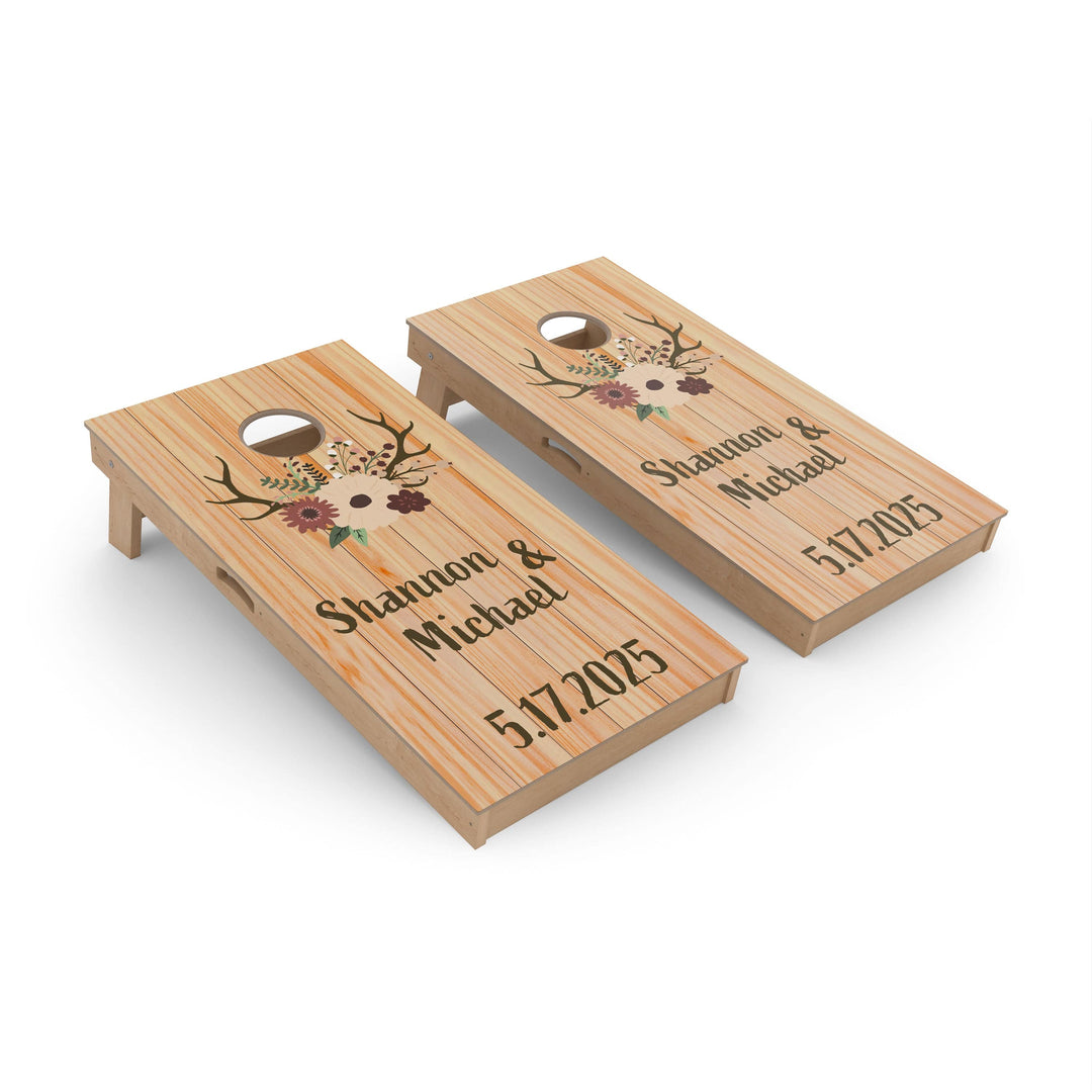 Slick Woody's Cornhole Co. Cornhole Board Wedding Antlers Custom Cornhole Boards - Pro Series