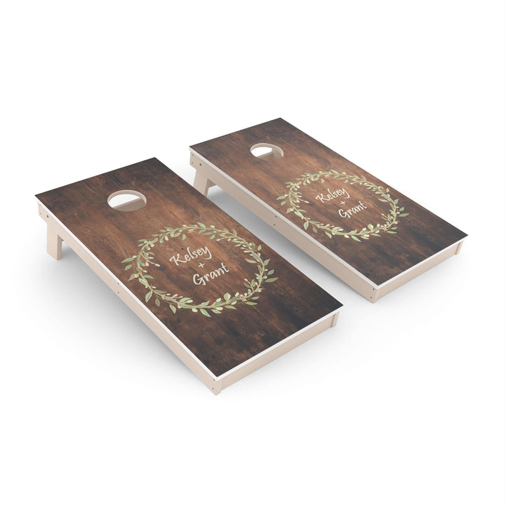 Slick Woody's Cornhole Co. Cornhole Board Wedding Wreath Custom Cornhole Boards - All Weather